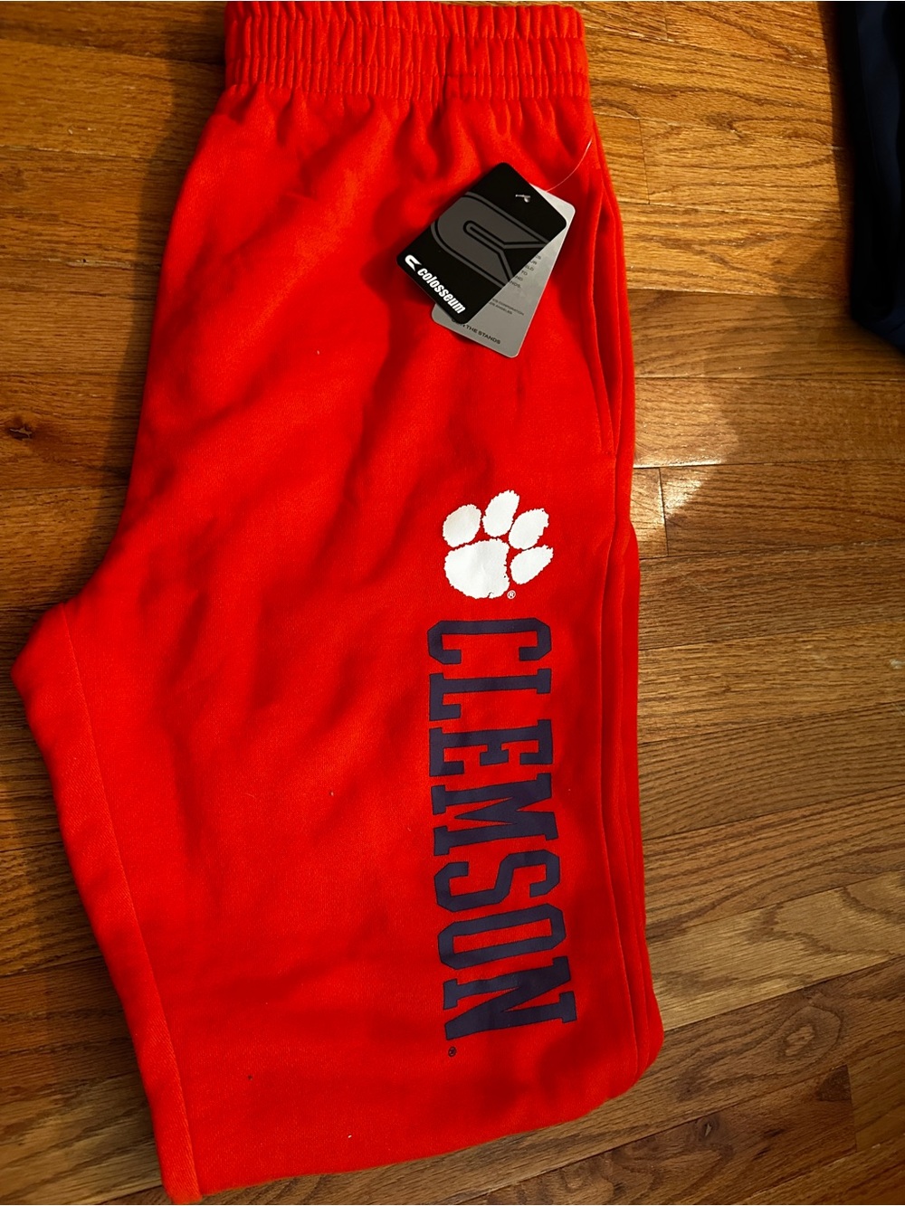 Colosseum Red Sweatshorts with White Paw and Navy 'CLEMSON'